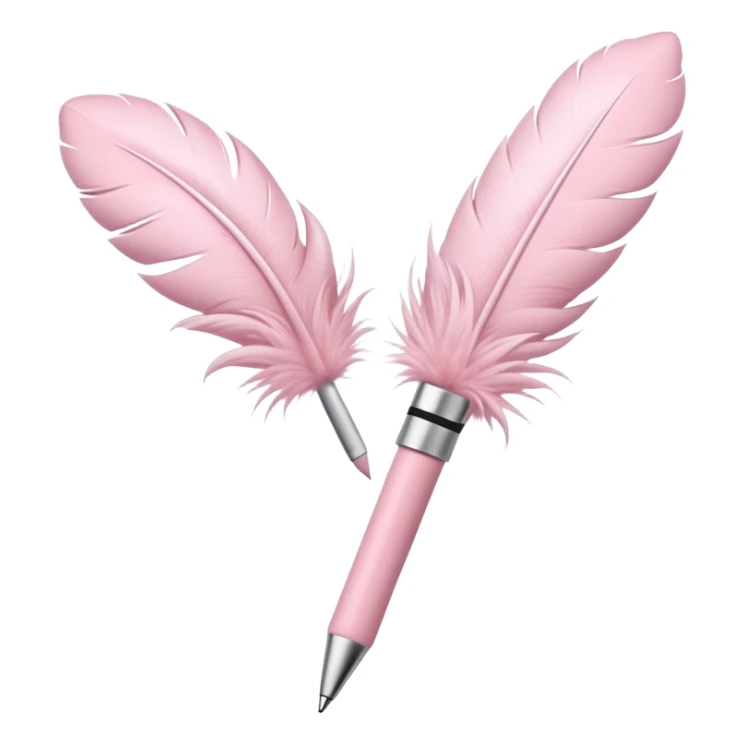 Powder pink pen with furry feathers at the top sticker