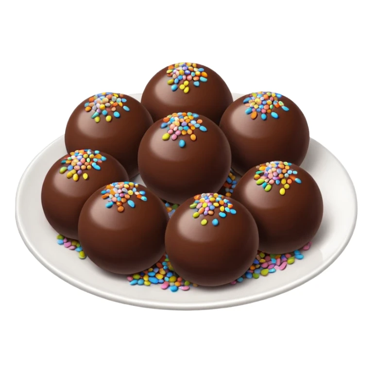 chocolate balls on plate with chocolate sprinkles sticker