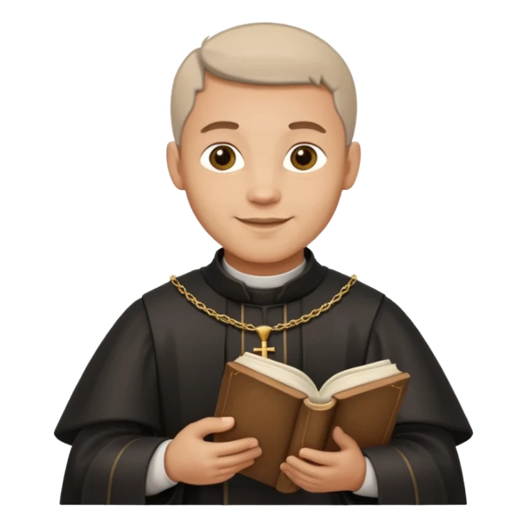 medieval priest, holding a book, gentle smile sticker