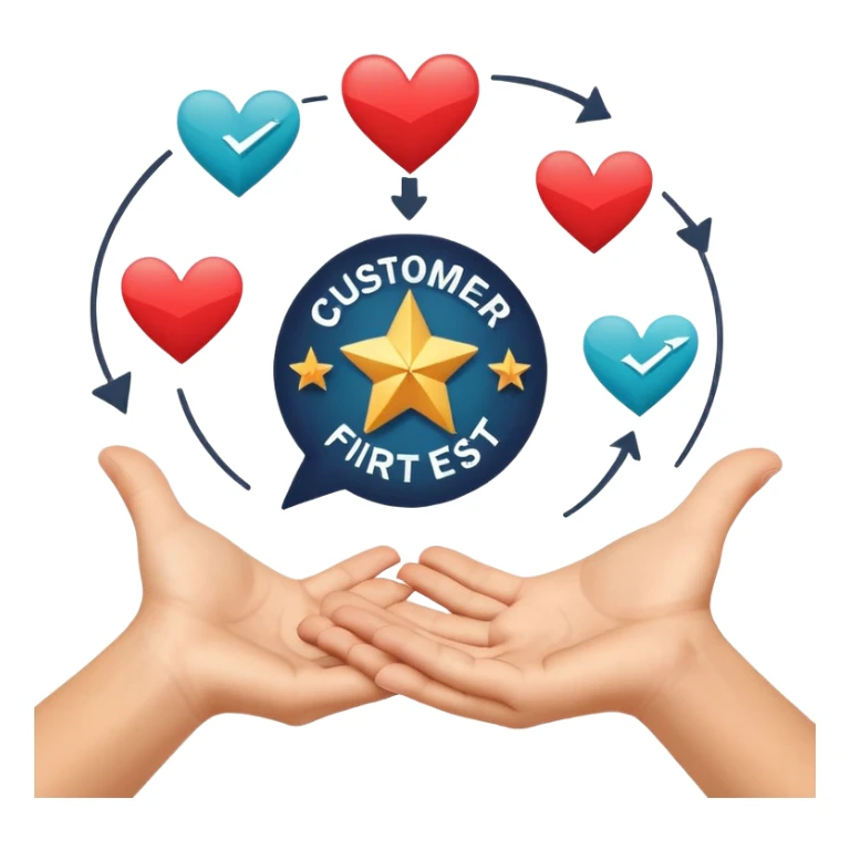 I need to create a slack emoji of: Customer-First. Create one for me, it should have the text as well with some attractive visual. Give me 10 ideas sticker