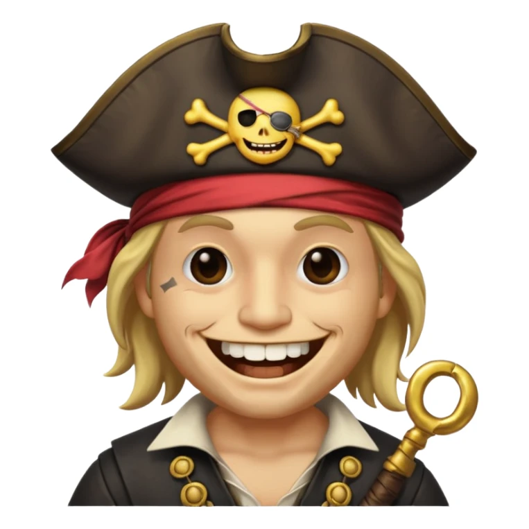 Pirate with smiley face and a eyepatch and make with one tooth sticker