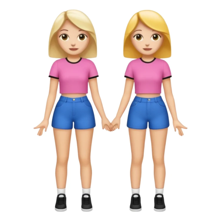 👯‍♀️ generate this emoji, as two white girls, bffs, the same pose but maybe the outfit cuter. we are models sticker