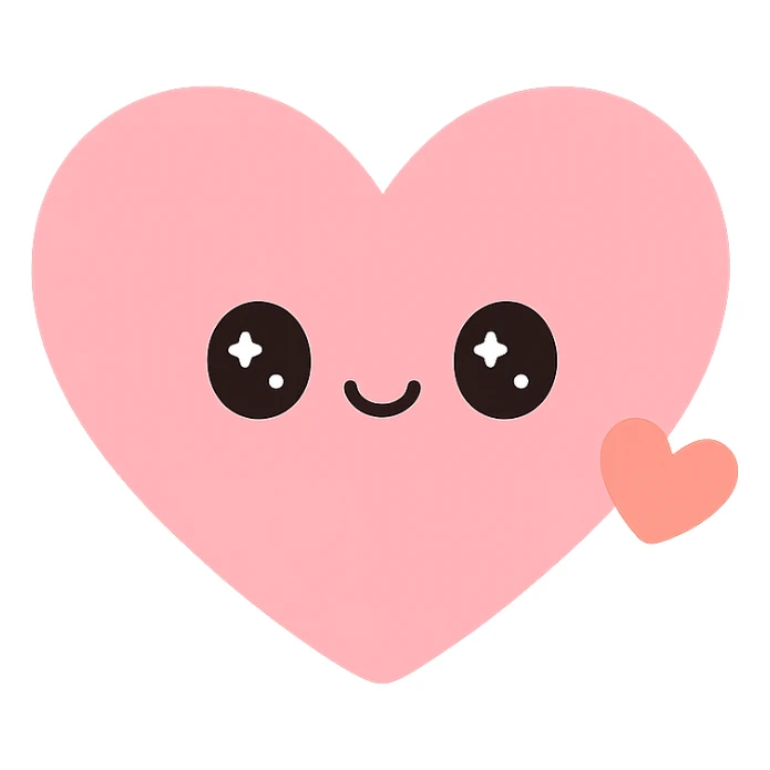 heart with a cute face, symbolizing being in love, cute and adorable style sticker