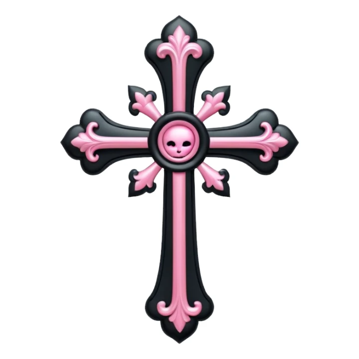 realistic 3d soft cute black pink goth cross , no woman sticker