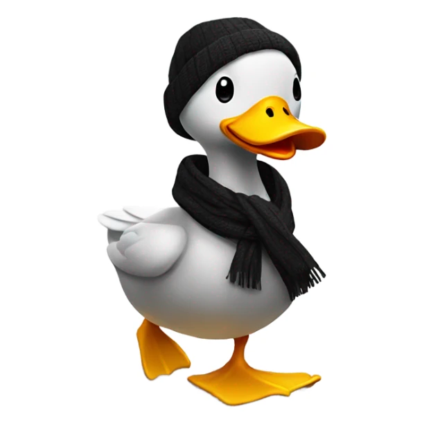 Happy duck that crossed the road and is black. Wearing a scarf sticker