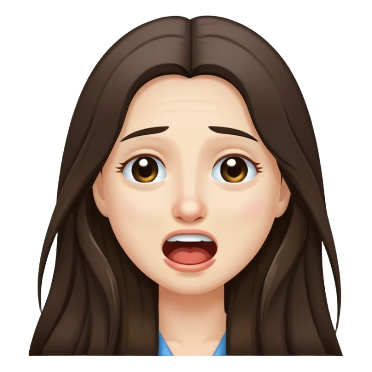 Very long hair Brunette with white skin crying happy sticker