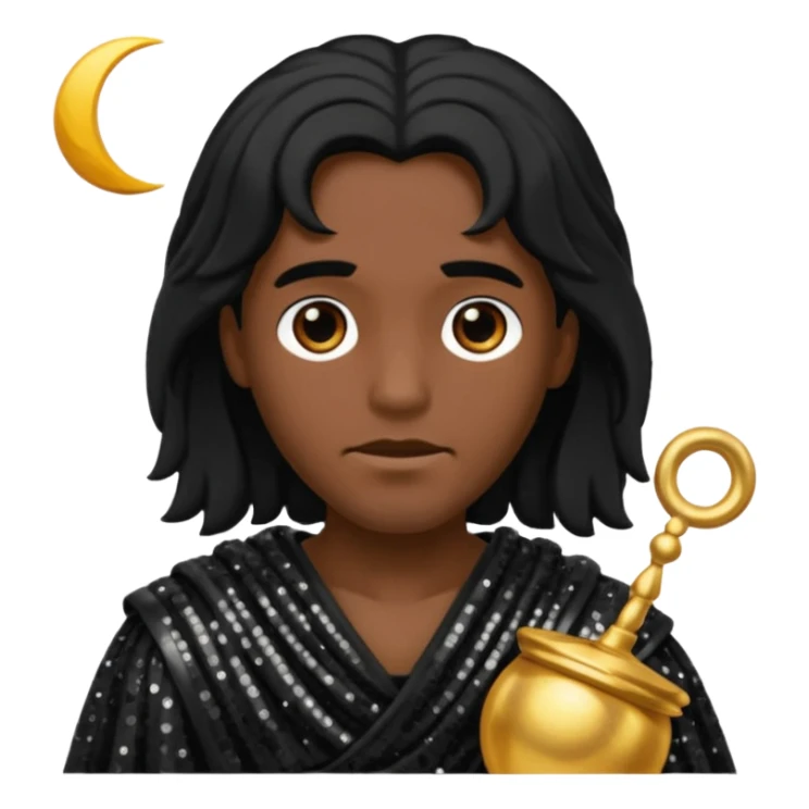 Pluto Death God with long black hair, black sequin toga sticker