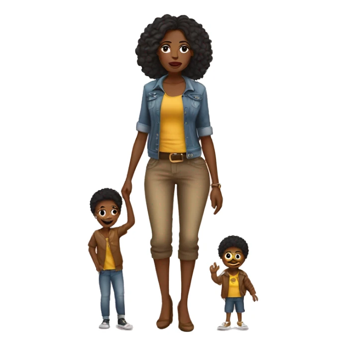 african american mom luxurious expensive clothes with son wearing dirty ripped clothes sticker