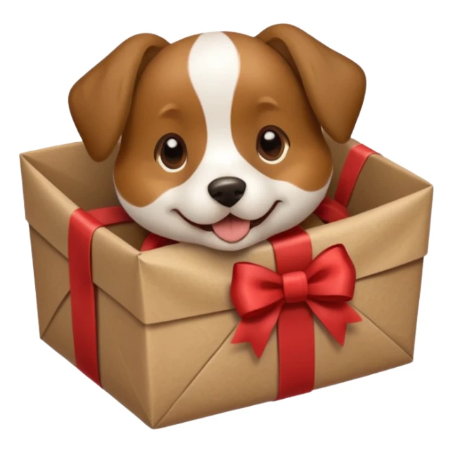 Dog in wrapped paper new yaer sticker