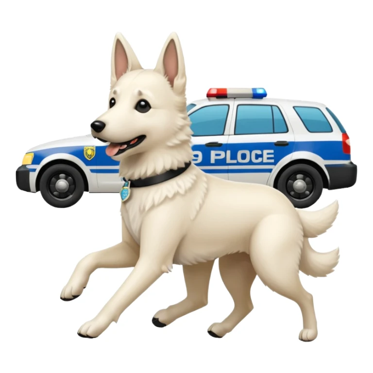 White belgian Shepard Runs away from police car sticker