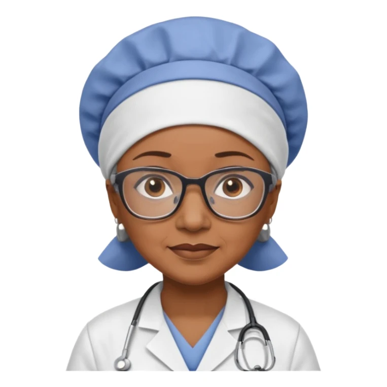 older black doctor woman with scrub cap not smiling sticker
