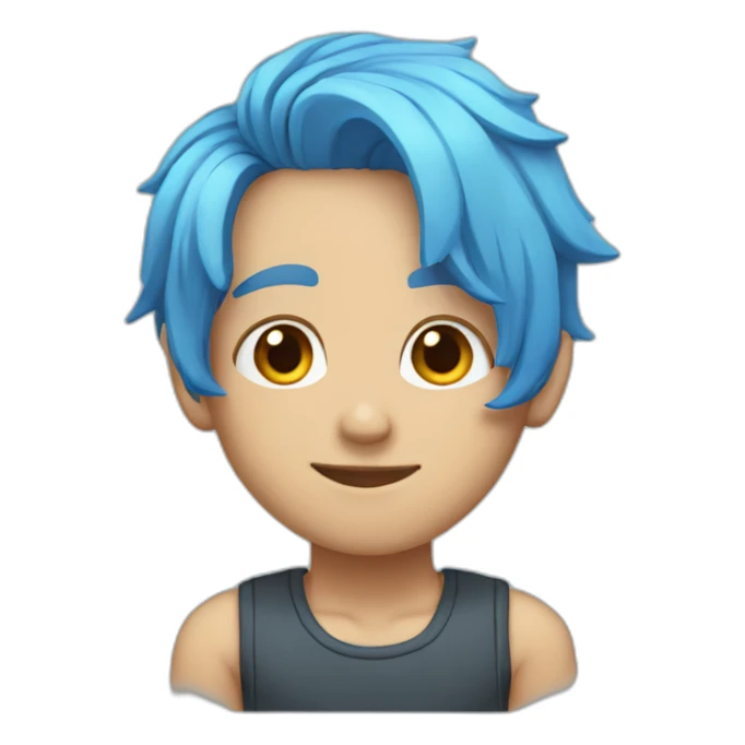 A boy modal hairstyles and it has ears buds blue hair colour  sticker