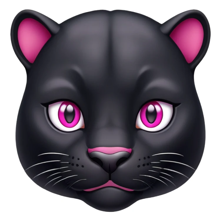 A phanter face, color black, happy, pink eyes sticker