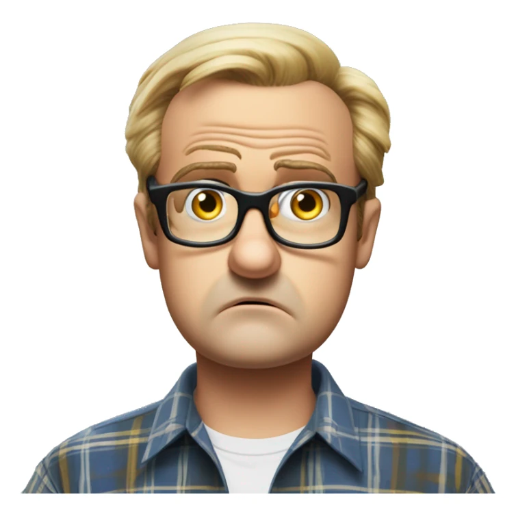 Bubbles (Trailer Park Boys):
A goofy quirky character with thick oversized glasses over-magnify his massive expressive eyes. Dressed in a well-worn plaid shirt, Bubbles has a perplexed and perched pout sticker