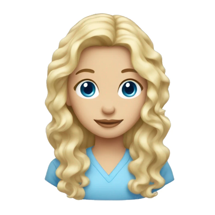 Blond wavy hair girl with blue eyes sticker