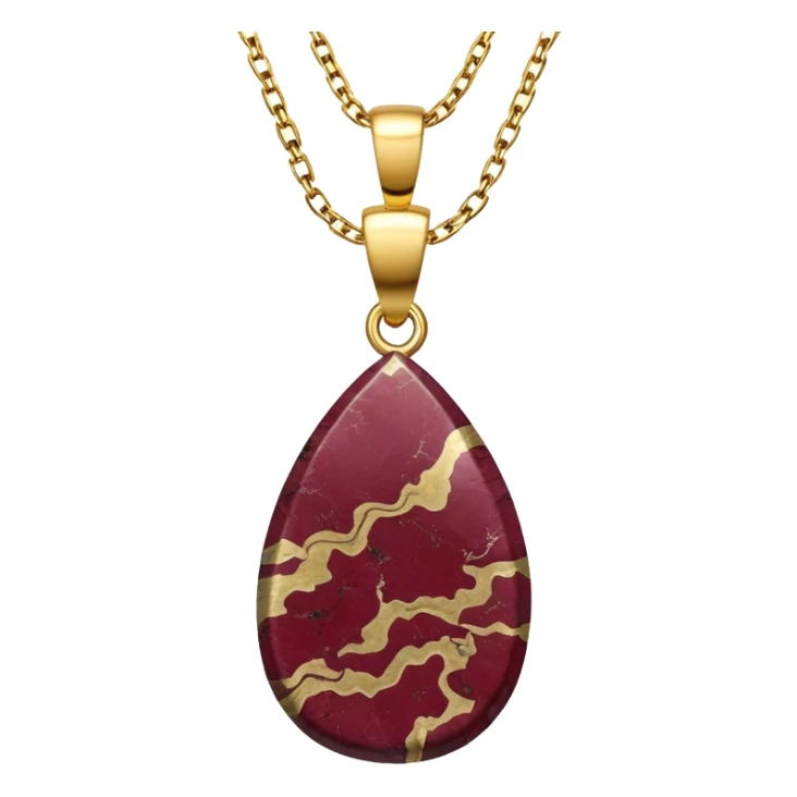 wine granite pendant with marbled surface, hanging from a gold chain sticker