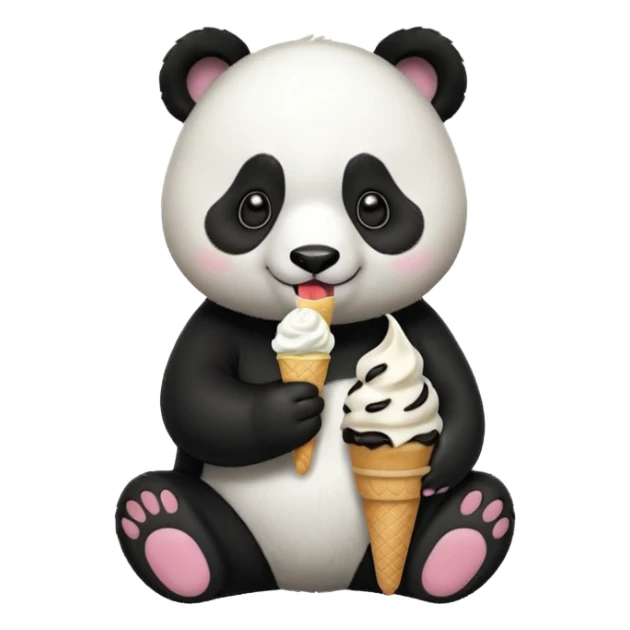 Panda eating ice cream sticker