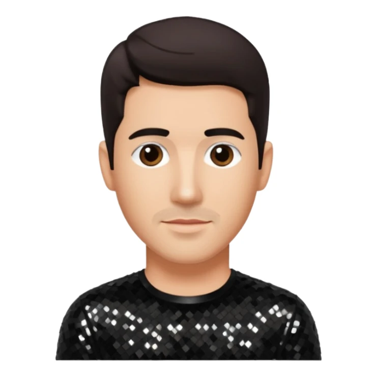 Jonathan Knight from NKOTB with dark brown hair, black sequin shirt sticker