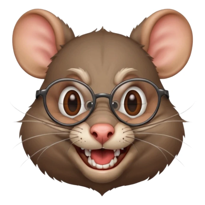 laughing, evil, scary rat playing football, wearing glasses sticker