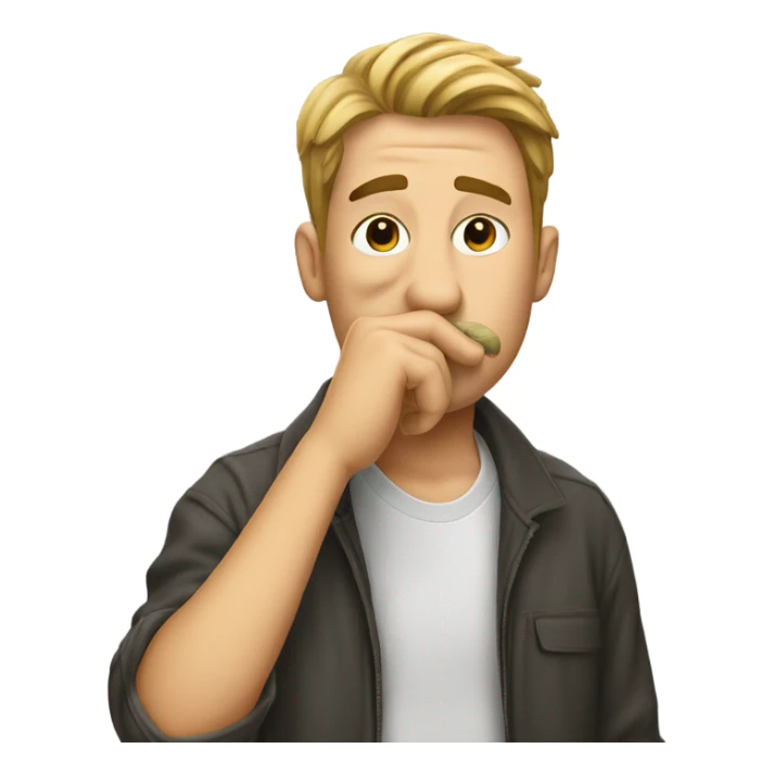 Guy wiping under his nose with index finger sticker