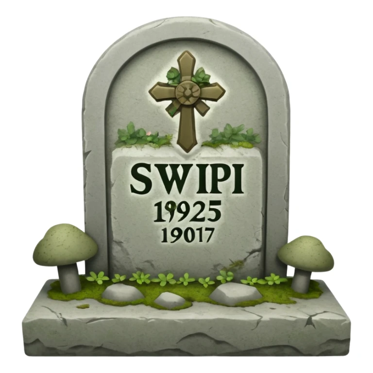 ein Grabstein mit: Hier ruht die SVP 1971 - 2025 sticker