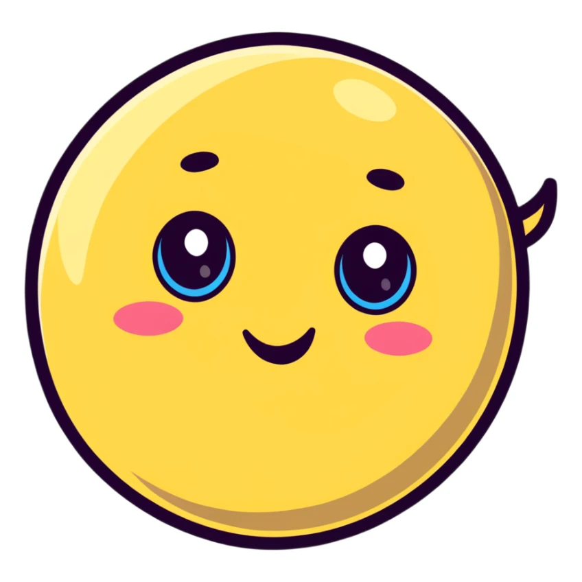 planet with misty smoky atmosphere and a cute happy face with big eyes sticker