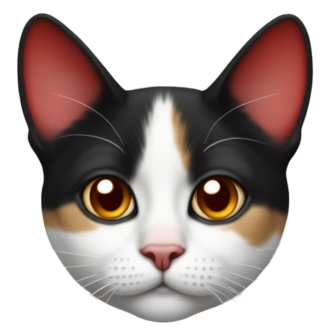 Tricolor cat white, red and black. Half face red and half black sticker
