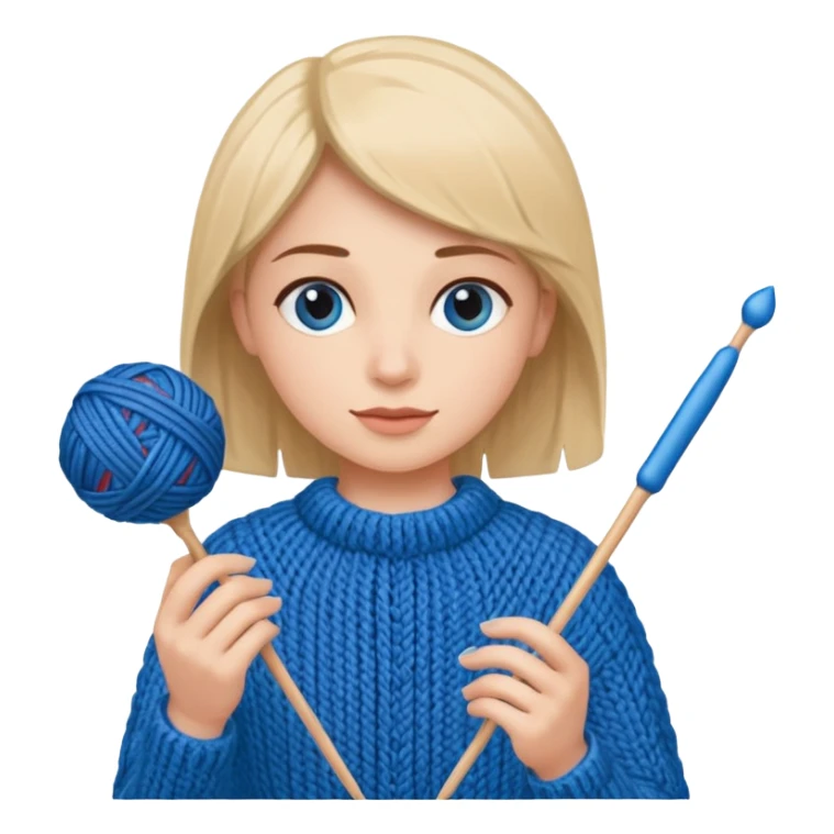 knitting needles with a ball of thread and a hand holding the knitting needles sticker