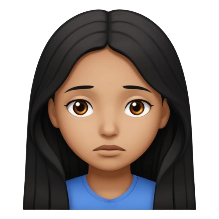 brown girl who has long black hair who is sad sticker
