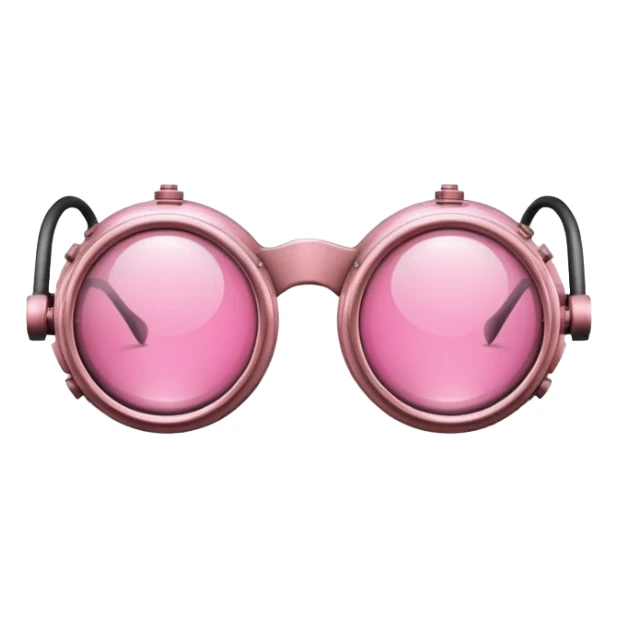 vintage pink welder's glasses, retro style with pink circular lenses, steampunk inspired sticker