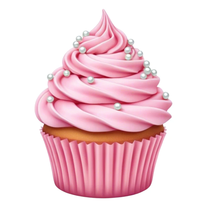 Cinematic Realistic Pink Cupcakes, fluffy pastel pink frosting swirled elegantly on top of golden cupcakes, tiny edible pearls adding a delicate touch, soft warm lighting creating a dreamy atmosphere, glowing with sweetness and charm. sticker