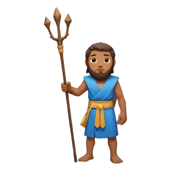iOS-style 3D emoji: wide blue sea split into two towering water walls, dry path in the middle, Moses standing at the center holding a staff upright sticker