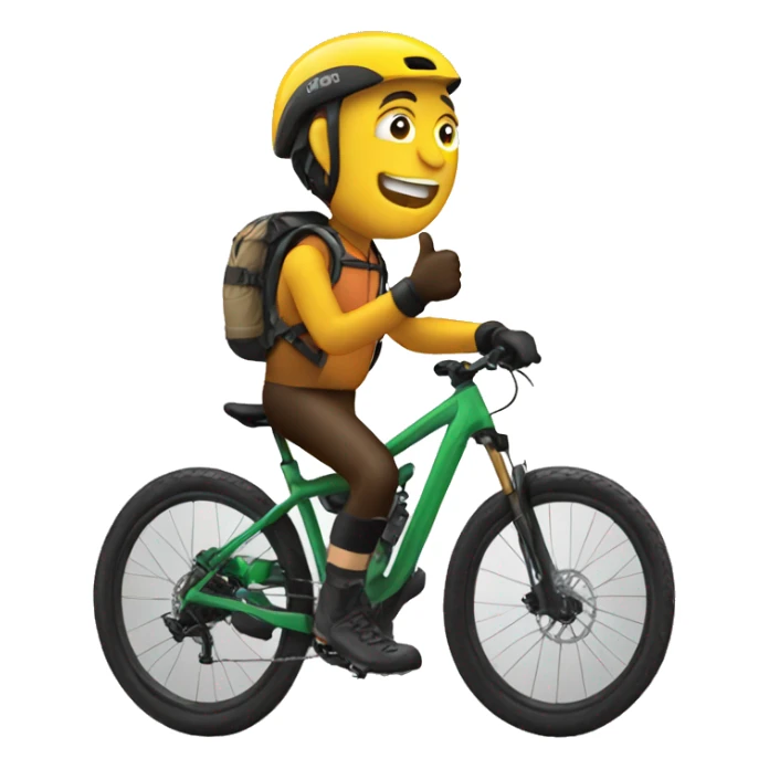 close up of mountain biker with thumb up sticker