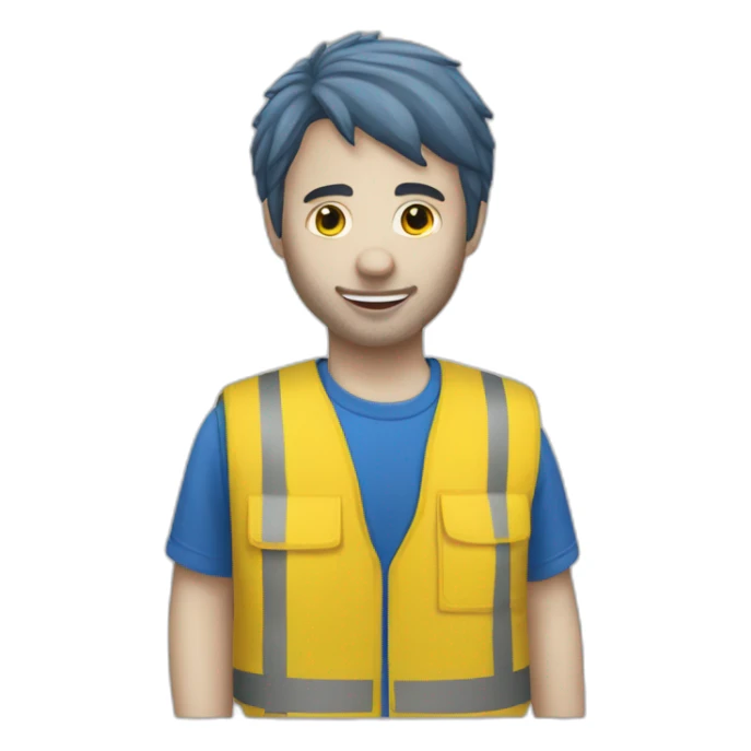 Ikea coworker blue t-shirt stripe and yellow vest sticker