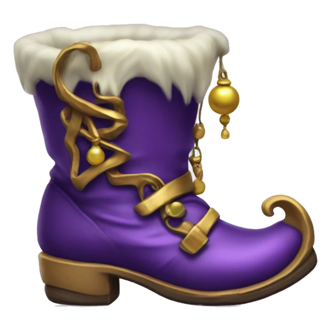 Realistic isolated royal purple elf boots with bells. sticker