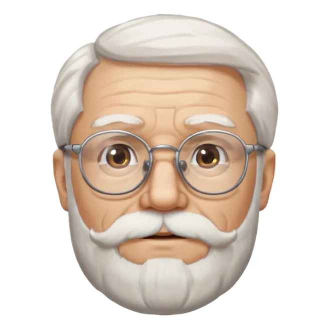 Old man, white hair and beard, glasses sticker