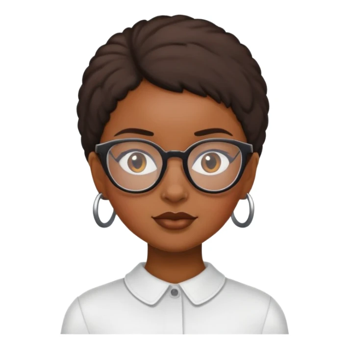 black girl with buzzed hair and glasses sticker