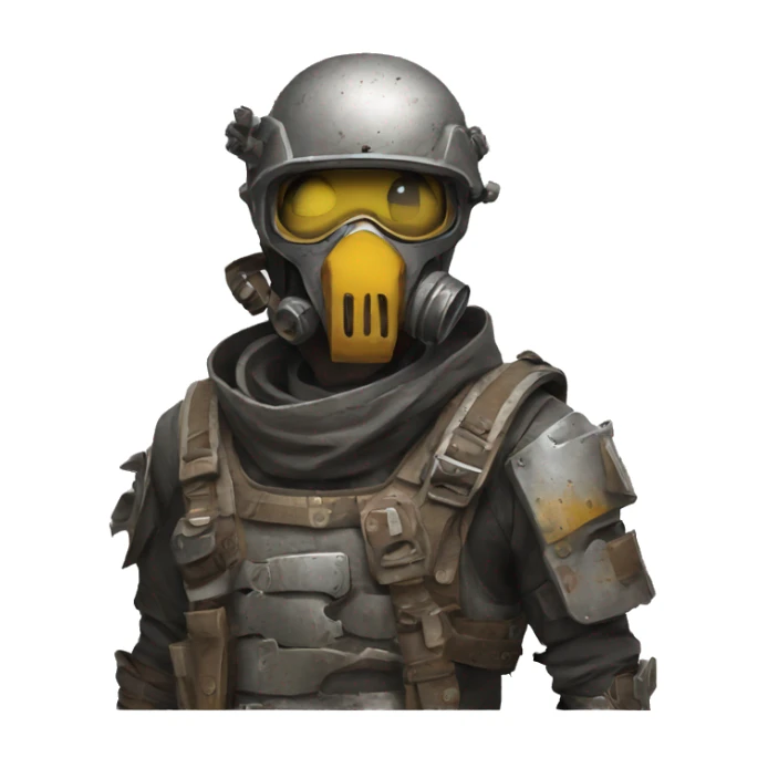 post apocalyptic scavenger in modern armor made from road signs sticker