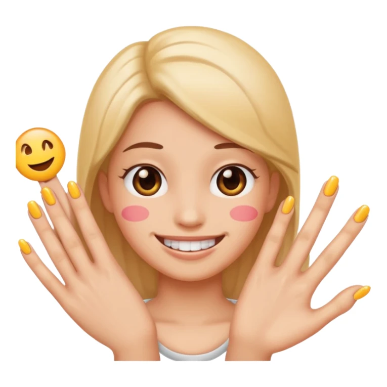 A simwly emoji with nails pookie symbol  sticker