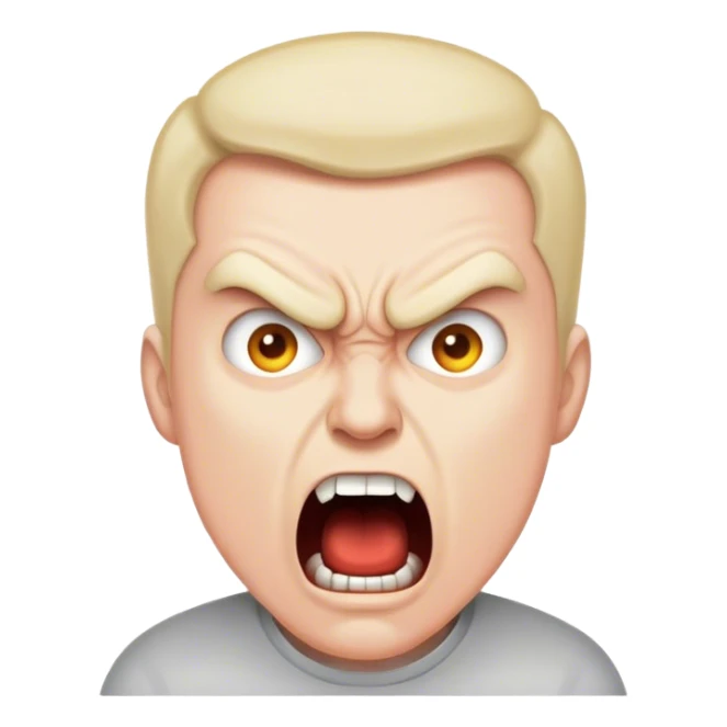 a man yelling, the word shut up (the word shut up is visible) sticker