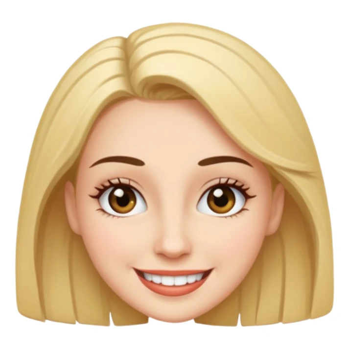 woman with short eyelashes, smiling sticker
