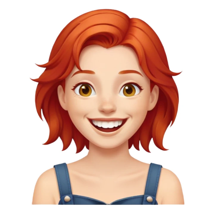 A girl with red hair laughing  sticker