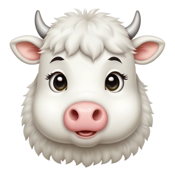 White cow with adorable cute expression that makes you say awww sticker