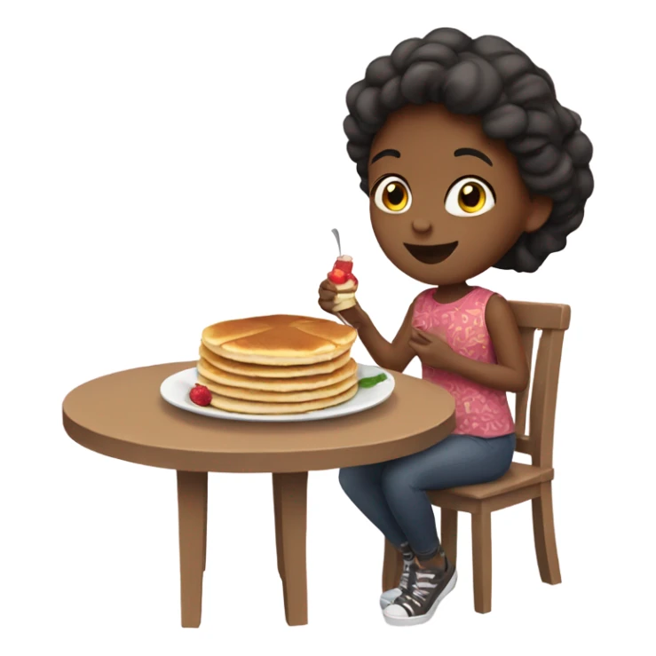 Girl eating pancakes sticker