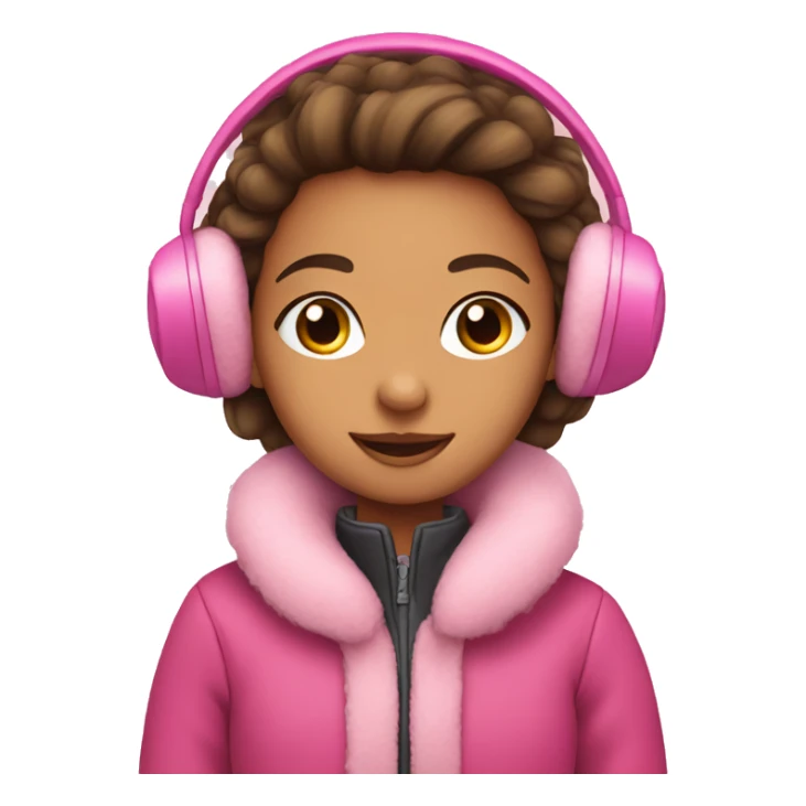Girl with pink earmuffs and pink coat on  sticker