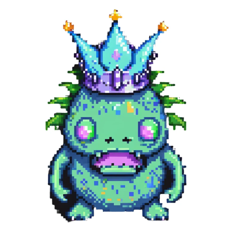 slime monster wearing a spiky crown sticker