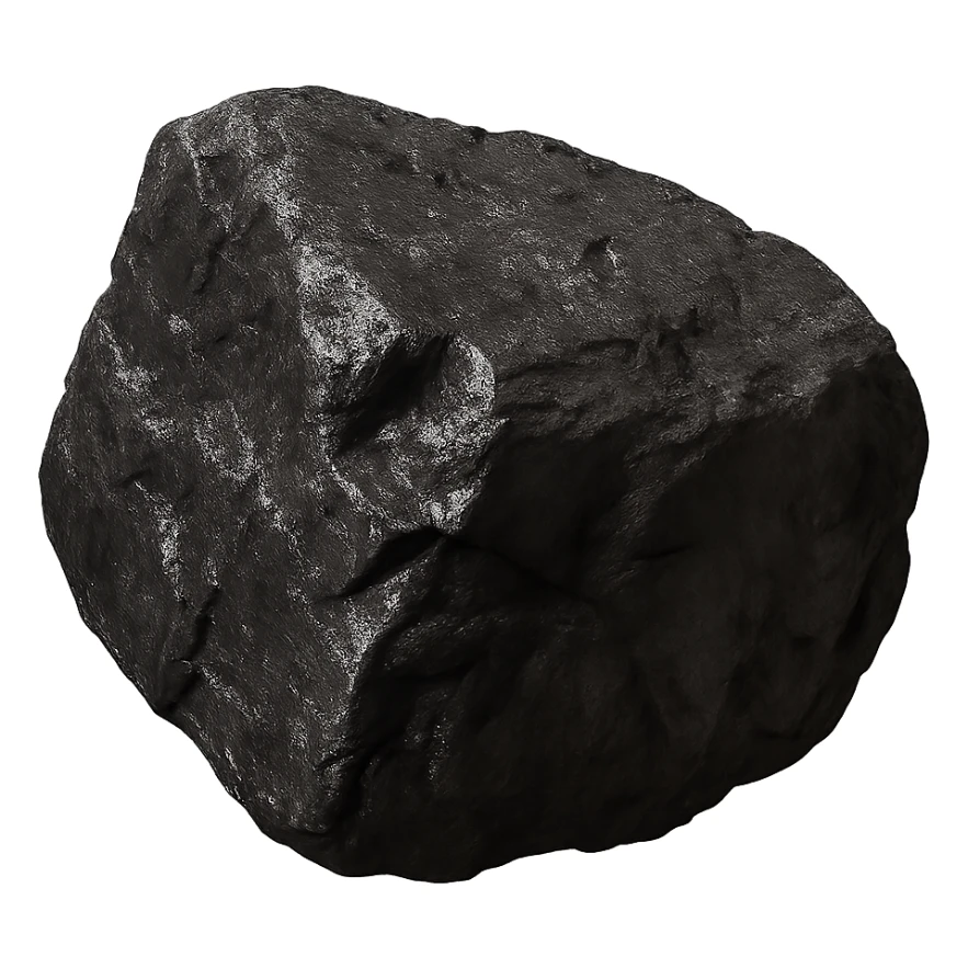 realistic and detailed piece of coal ore, no background sticker