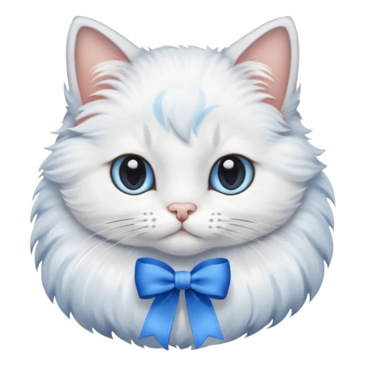 cat with blue ribbon sticker