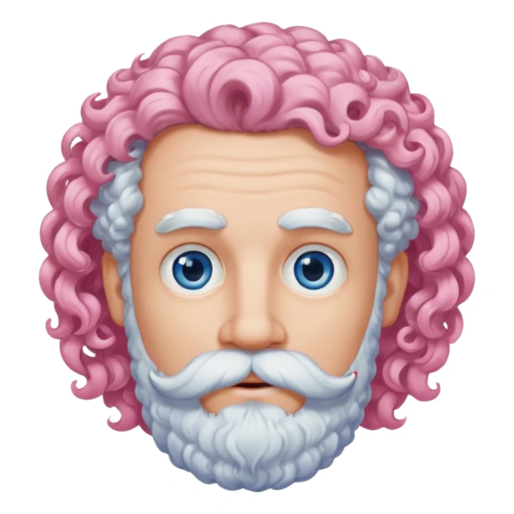 very white bearded and white mustached, pink curly haired  sticker