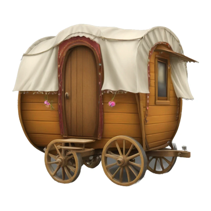Realistic vintage round gypsy caravan wagon camper sticker